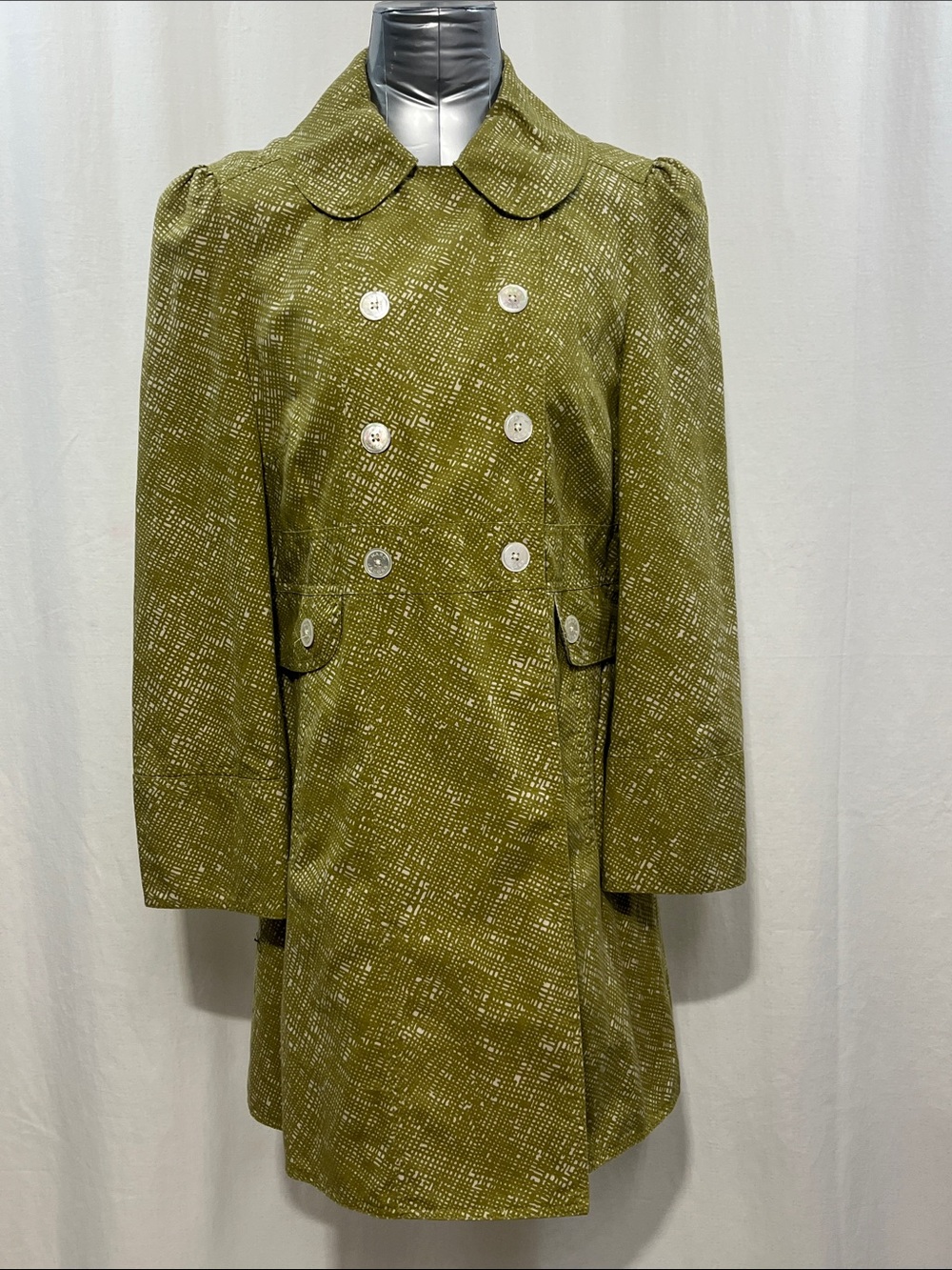 Marc Jacobs womans Olive Green Double-Breasted Trench Coat lined Y2K